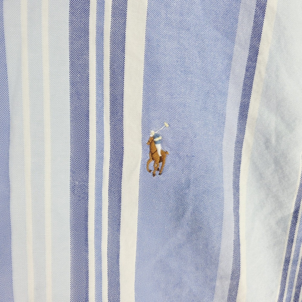 Polo Ralph Lauren Shirt Men's XL Blue Classic Fit Flesh Pony Button Short Sleeve - Picture 3 of 9